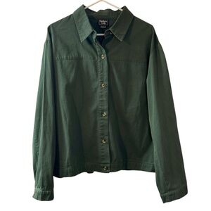 Southern Lady 100% Cotton Button Up Olive Army Green Jacket Shacket Womens XL